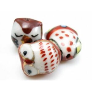 Porcelæns Ugle - Brun - 15-20 mm
