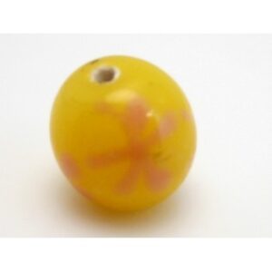 Håndlavet Perle I Gul Med Motiv 10 / 2 mm - 3 stk