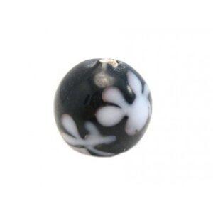 Håndlavet Perle I Sort Med Motiv 10 / 2 mm - 3 stk