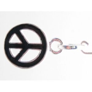 Peace Tegn Med Sort Emalje - 28 mm