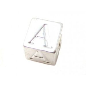 Sølv Belagt "A" Bogstav - 7,5 x 7,5 mm