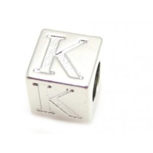 Sølv Belagt "K" Bogstav - 7,5 x 7,5 mm
