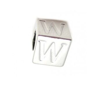 Sølv Belagt "W" Bogstav - 7,5 x 7,5 mm