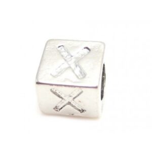 Sølv Belagt "X" Bogstav - 7,5 x 7,5 mm