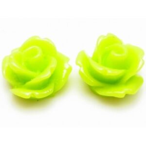 Resin Rose I Æblegrøn 11 mm - 2 stk
