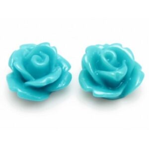 Resin Rose I Turkis 11 mm - 2 stk