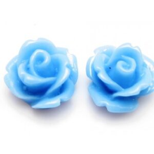 Resin Rose I Lyseblå 11 mm - 2 stk