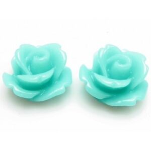 Resin Rose I Lys Turkis 11 mm - 2 stk