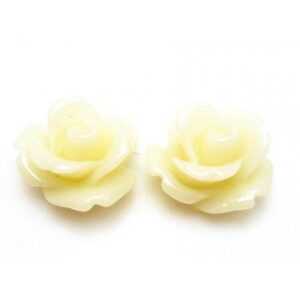 Resin Rose I Råhvid 11 mm - 2 stk
