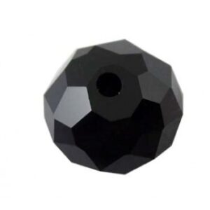 Runde Facet Glas Perler I Sort 10 mm - 6 stk