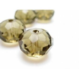 Runde Facet Glas Perler I Brun 10 mm - 6 stk