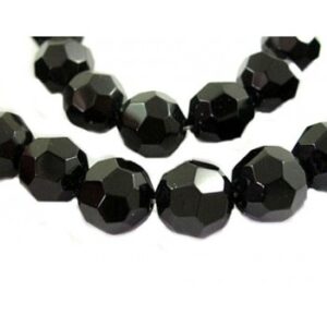 Runde Facet Glas Perler I Sort 10 mm - 6 stk