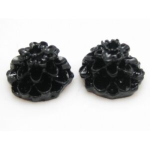 Mini Resin Blomster I Sort 10 mm - 4 stk