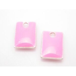 Emalje Vedhæng I Pink 8 x 5 mm - 2 stk