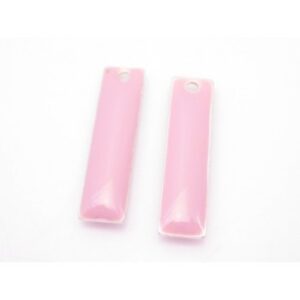 Lang Emalje Vedhæng I Rosa 20 x 6 mm - 2 stk