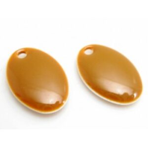 Emalje Vedhæng Oval 14 Mm Brun - 2 Stk