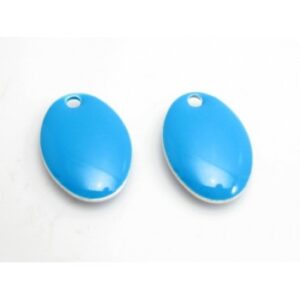 Emalje Vedhæng Oval 14 Mm Turkis - 2 Stk