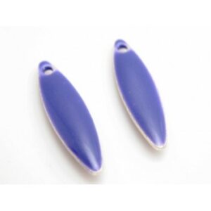 Emalje Vedhæng 15 X 5 Mm Lilla - 2 Stk