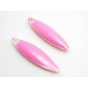 Emalje Vedhæng 15 X 5 Mm Pink - 2 Stk