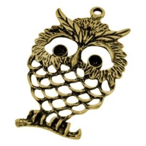 Stort Ugle Vedhæng Guld - 58 Mm