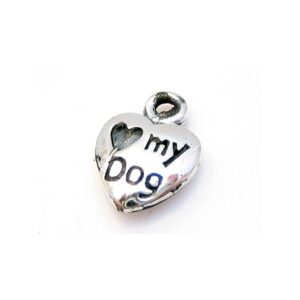 St. Sølv Hjerte "Jeg Elsker Min Hund" 20 Mm