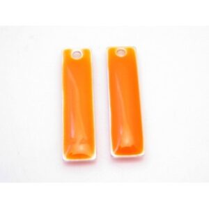 Emalje Vedhæng Lang Orange 20 X 6 - 2 Stk