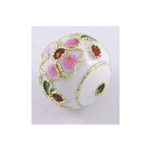 Cloisonne Rund 12 Mm Hvidt - 2 Stk