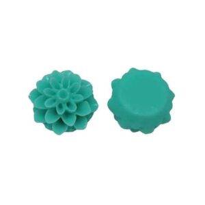 Resin Blomst 15 Mm TURKIS GRØN - 2 Stk