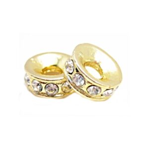 Kraftig Guld Rondel Med Smukke Stene 11,5 / 4 Mm - 2 STK