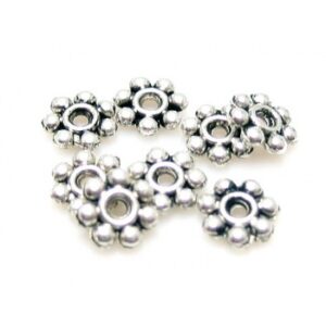 Mellem Rondel 4mm Antik Sølv - 25 Stk