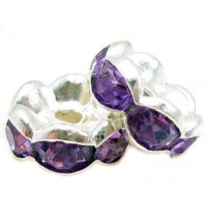 Sølv Fs Rondel 8mm - Lilla Stene - 2 Stk