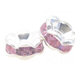 Sølv Fs Rondel 6mm - Rosa Stene - 4 Stk