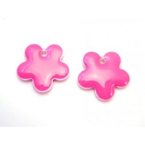 Emalje Blomster 15 Mm Pink- 2 Stk