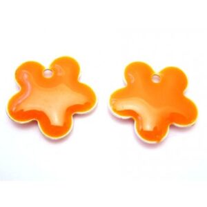 Emalje Blomster 15 Mm Orange- 2 Stk