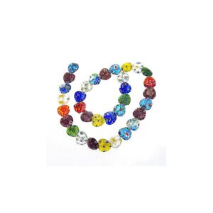 Millefiori Glas Hjerte 10 Mm - 12 Stk