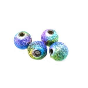 Silkebørstet Regnbue Perle 8mm - 4 Stk