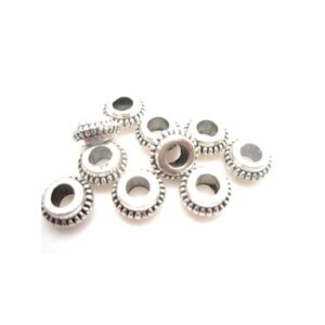 Mellem Rondel Tibetansk Sølv 7,5/3 Mm - 10 STK