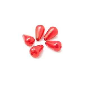 Dråbe perle 15 mm rød - 4 stk