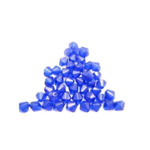 Glas perle facet 6 mm - 45 stk - Safir blå