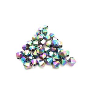 Glas perle facet 6 mm - 40 stk - Påfugl
