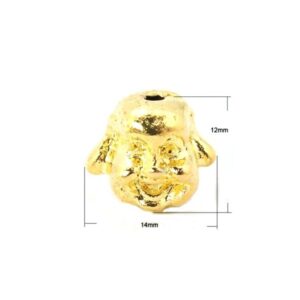 Buddha 14 x 12 mm 2 mm hul guld
