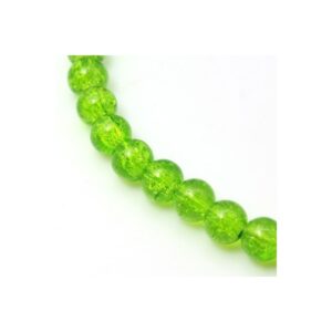 Krakeleret perle 8 mm Lime grøn - 50 stk