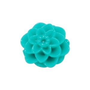 Mini resin blomster 10 mm - 4 stk Turkis grøn
